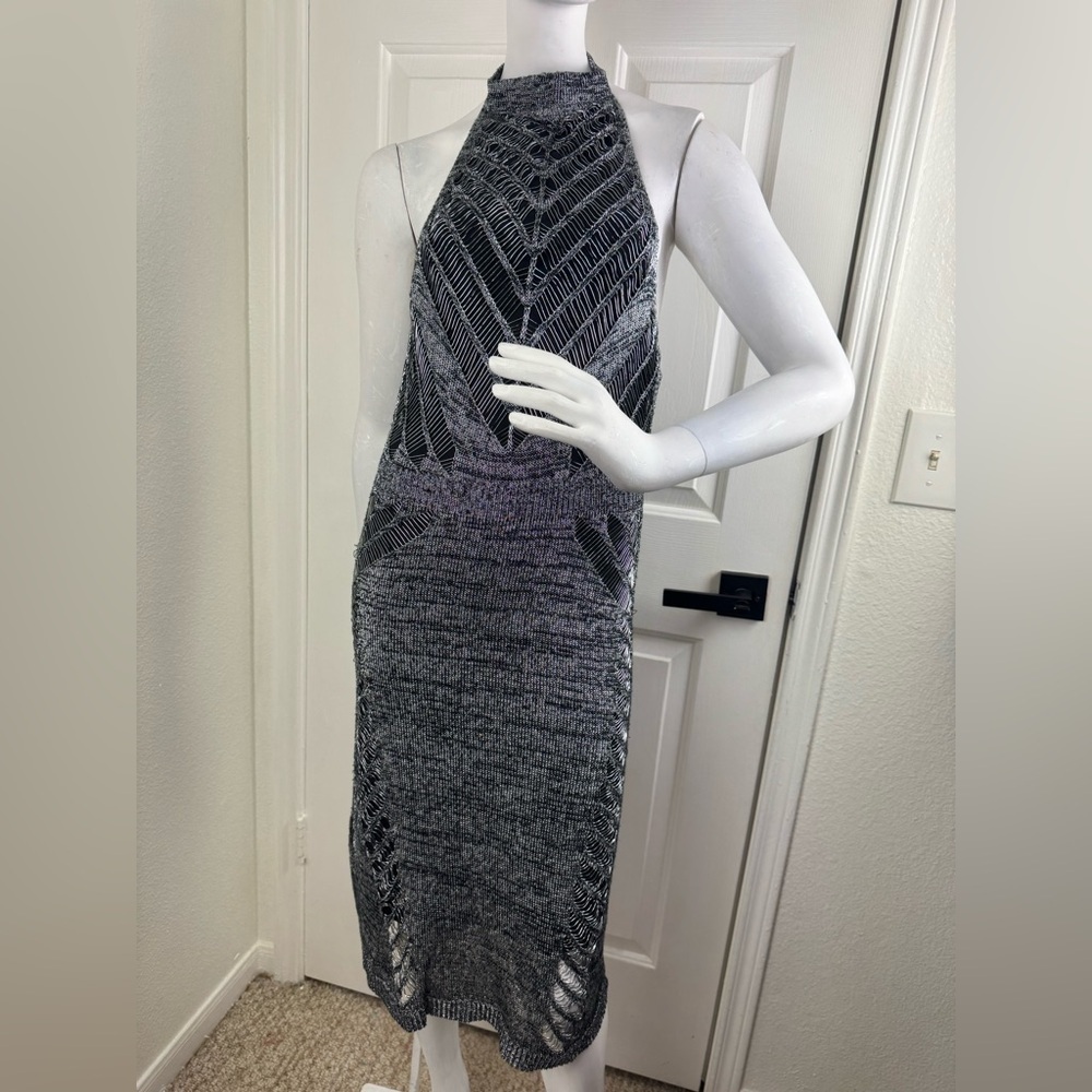 Bebe Elegant Gray Knit Dress Size Medium G22